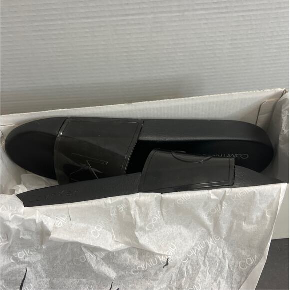 Calvin Klein Auster Black Slip-On Men Sandals Size 13M NWB - Picture 9 of 10